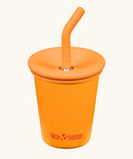 Klean Kanteen 10oz/296ml Steel Kid Cups with Straw Lid in flame orange. 