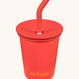 Klean Kanteen 10oz/296ml Steel Kid Cups with Straw Lid in grenadine.