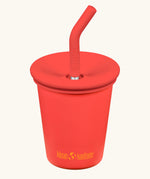 Klean Kanteen 10oz/296ml Steel Kid Cups with Straw Lid in grenadine.
