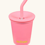 Klean Kanteen 10oz/296ml Steel Kid Cups with Straw Lid in pink lemonade.