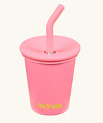 Klean Kanteen 10oz/296ml Steel Kid Cups with Straw Lid in pink lemonade.