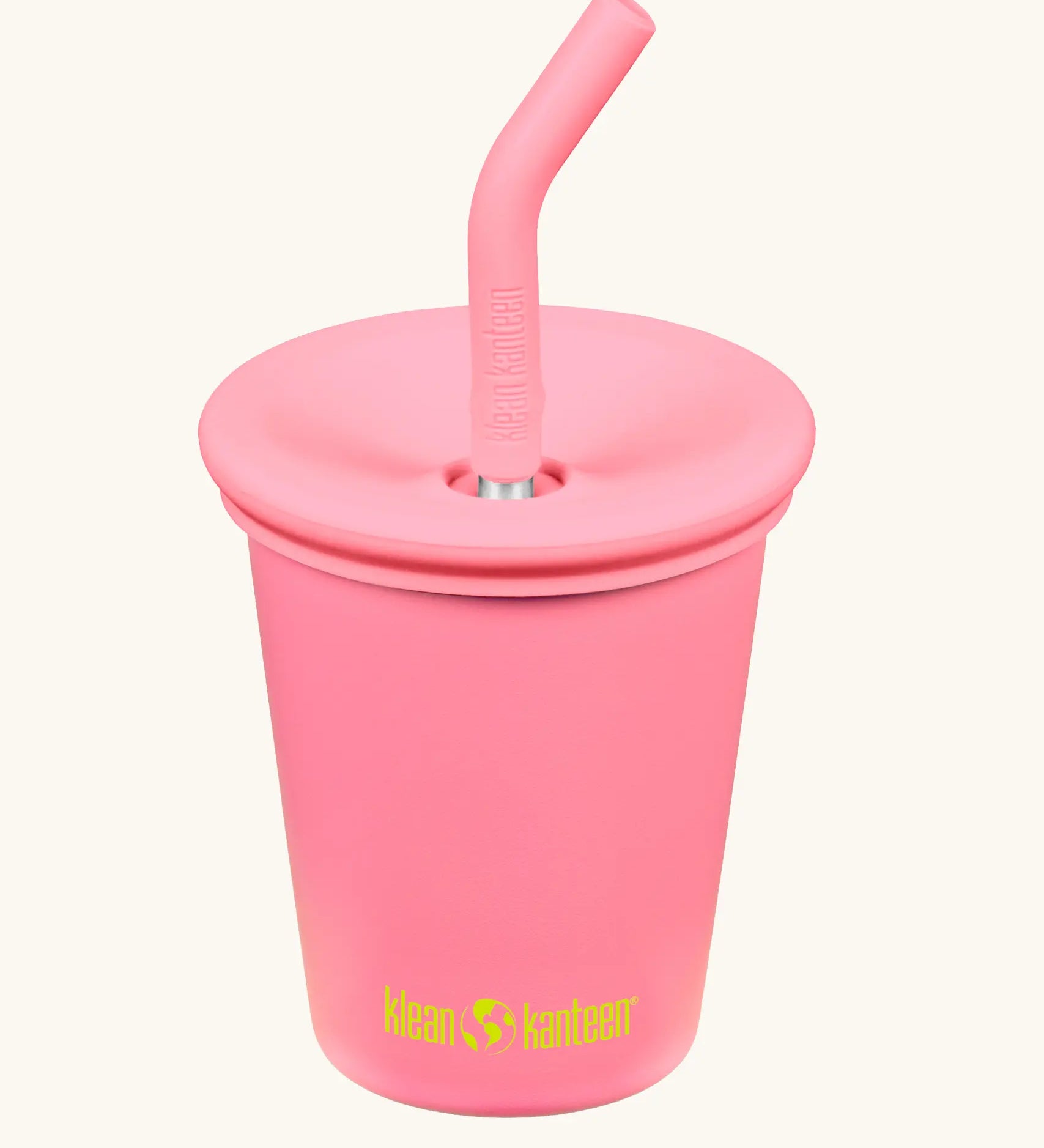 Klean Kanteen 10oz/296ml Steel Kid Cups with Straw Lid in pink lemonade.