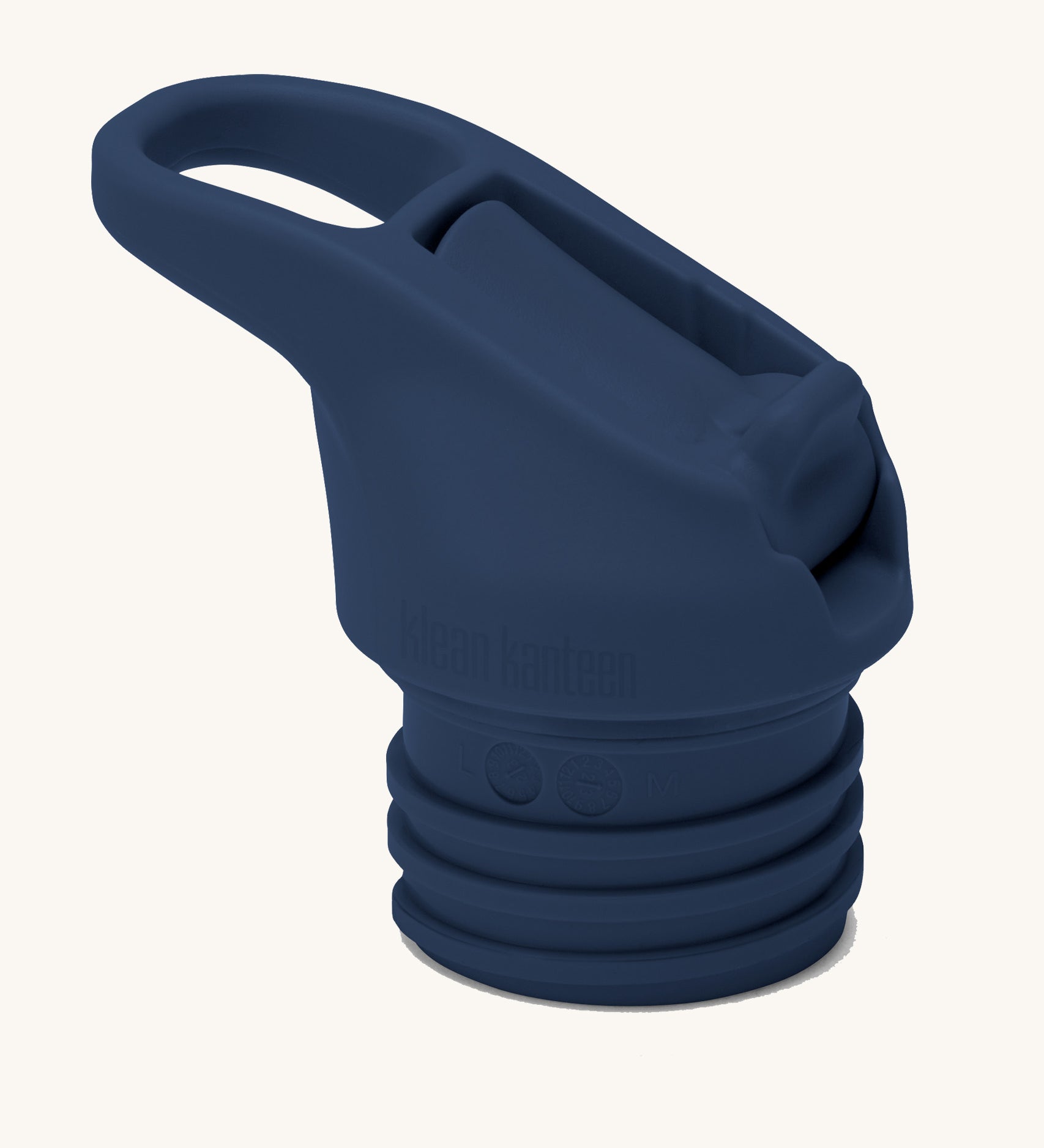 Klean Kanteen Flip Seal Sports Cap in navy blue, durable flip spout cap for narrow mouth bottles