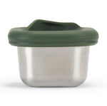 Klean Kanteen Rise Stainless Steel Half Snack Box with a green silicone lid