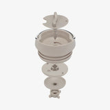 All parts of the Klean Kanteen TKWide Café Cap in a grey Taupe colour pictured on a plain background.