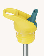 Klean Kanteen leakproof yellow cap for sports reusbale stainless steel bottle in turquoise kaleidoscope.