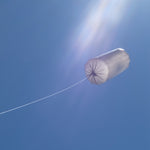 The Kraul airship solar kit showing the recyclable plastic airship tube in the air