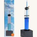 Kraul kids weather kit showing the glass tube containing blue liquid on a black wooden stand.