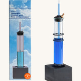 Kraul kids weather kit showing the glass tube containing blue liquid on a black wooden stand.