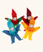 Kraul Small Tumbling Gnome Toy. Felt toys that tumble down angled surfaces. Various colours are available.