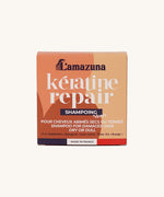 Lamazuna Keratin Repair Shampoo Bar box, labelled for damaged, dry or dull hair and made in France.