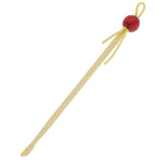 Lamazuna Wooden Bamboo Ear Swab Stick, with a red bead and yellow cord, on a white background