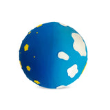 side view of the Lanco day and night moulded natural rubber ball toy pictured on a white background