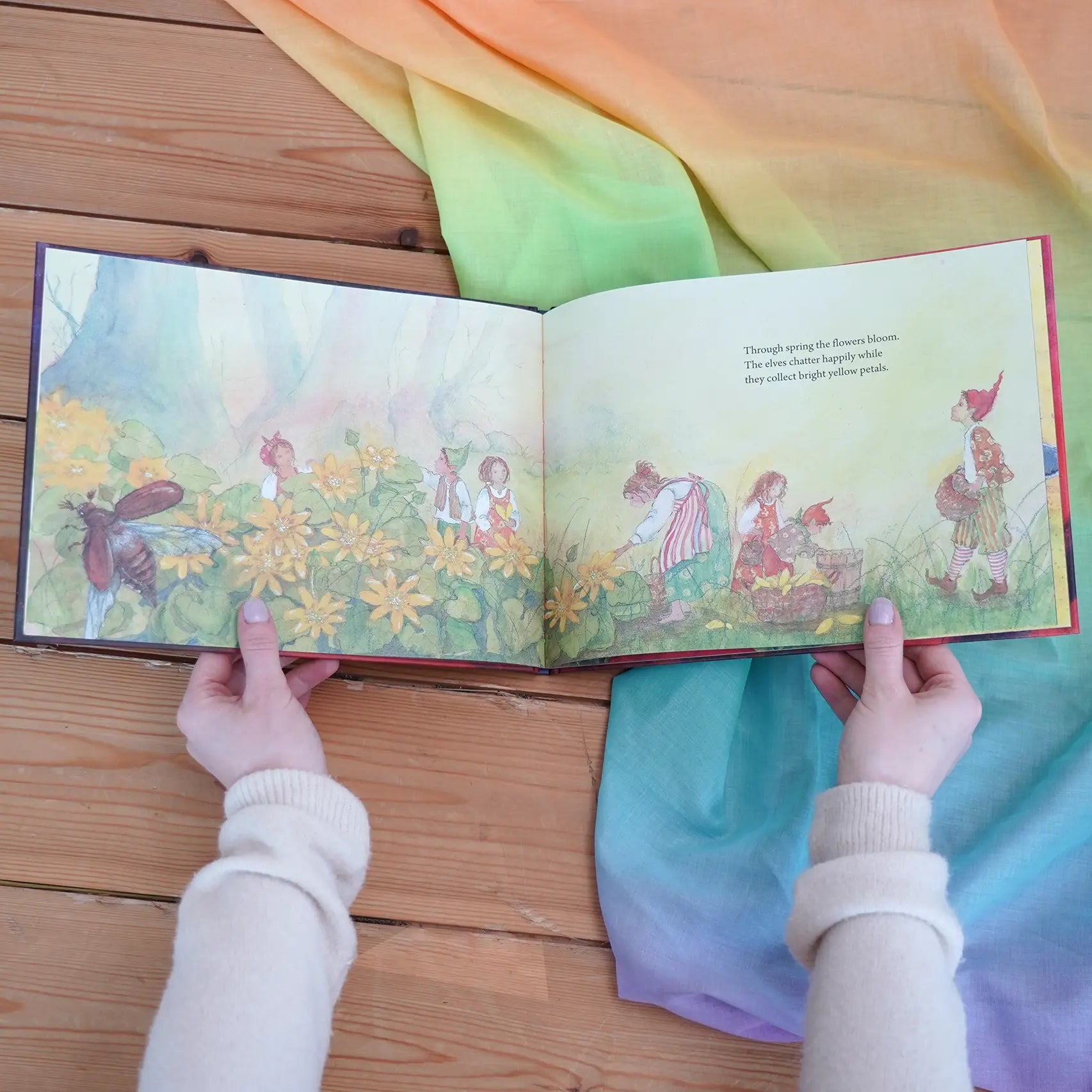 Land of Elves children's hardback book by Daniela Drescher opened.