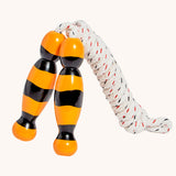 Bee design Lanka Kade wooden handled children's skipping rope. We are proud stockist of Lanka Kade's range or fair trade wooden toys here at Babipur. 