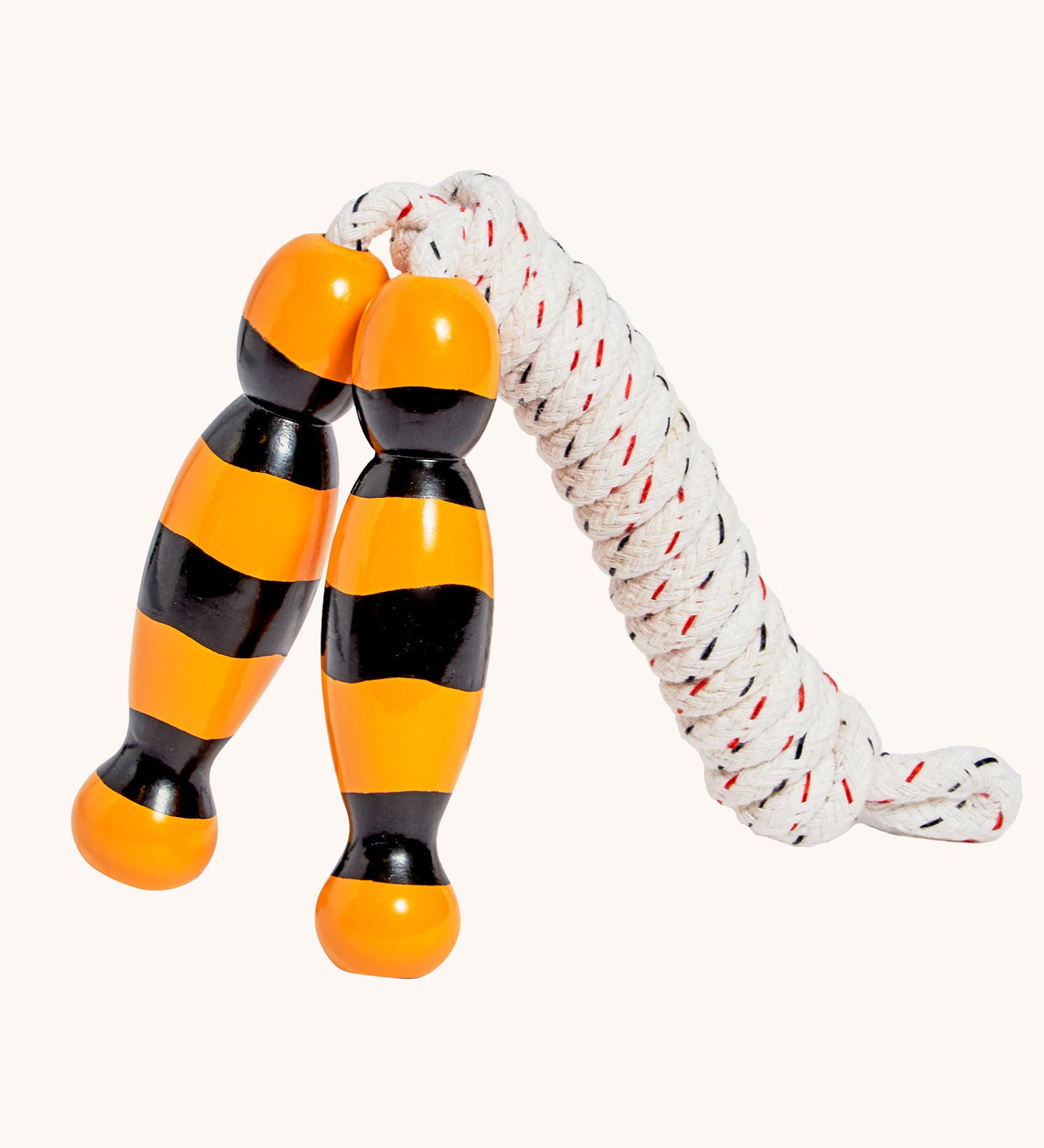 Bee design Lanka Kade wooden handled children's skipping rope. We are proud stockist of Lanka Kade's range or fair trade wooden toys here at Babipur. 