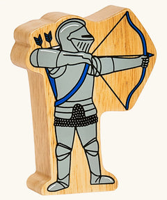 Lanka Kade blue armoured archer wooden toy figure.