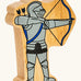 Lanka Kade blue armoured archer wooden toy figure.