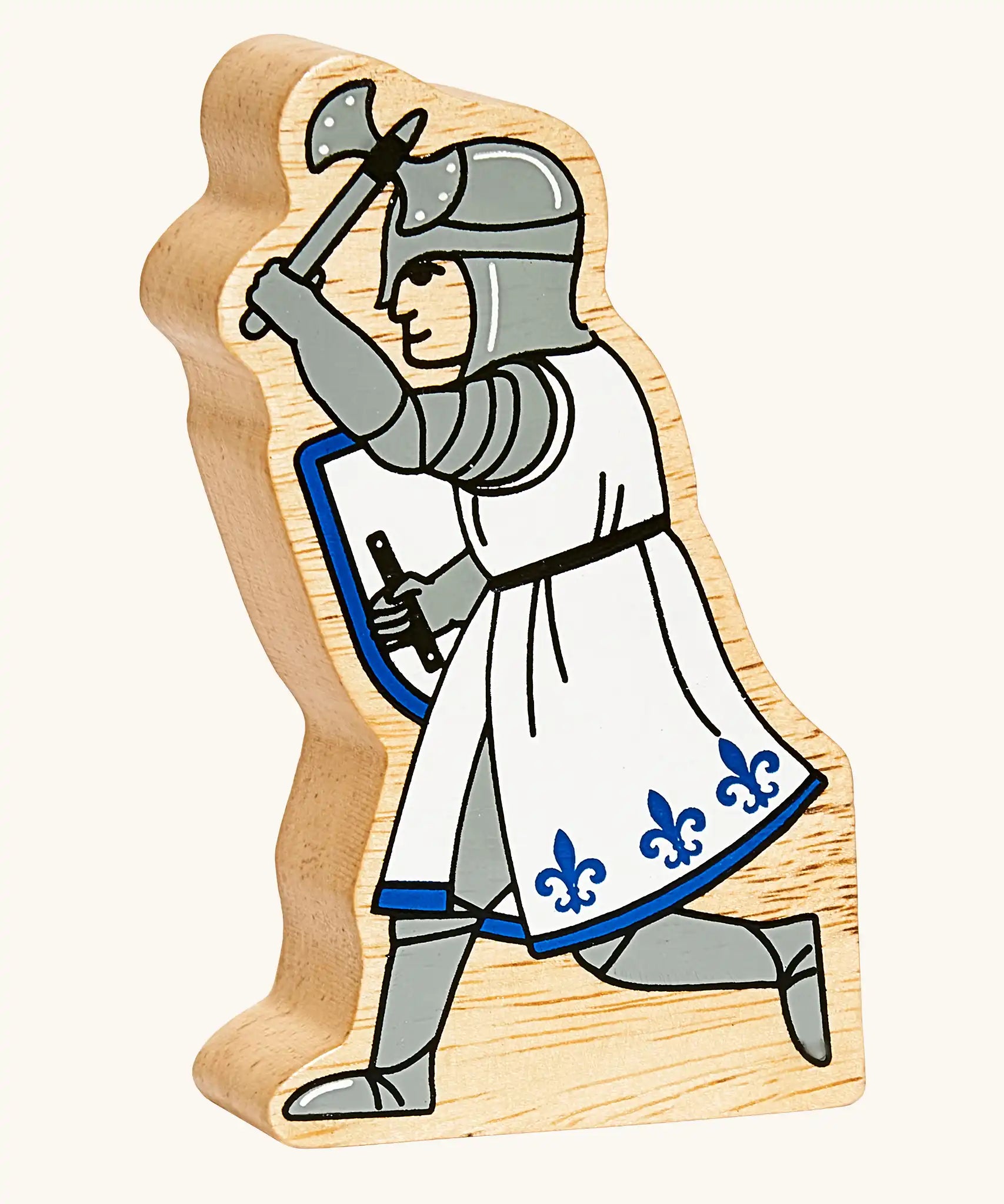  Lanka Kade blue foot knight with battle axe wooden toy figure. 