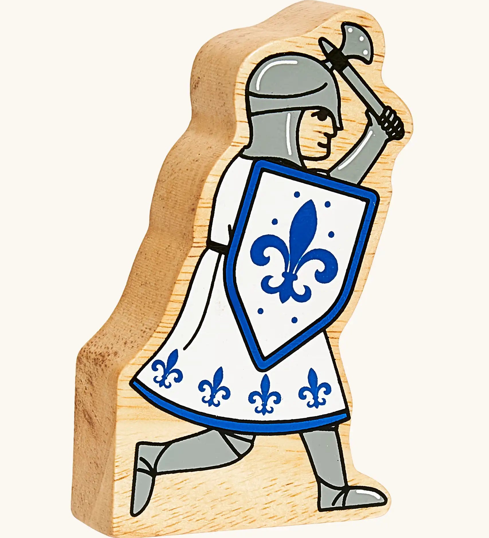  Lanka Kade blue foot knight with battle axe wooden toy figure. 