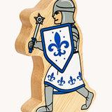 Lanka Kade blue foot knight with morning star wooden toy figure. 