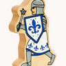 Lanka Kade blue foot knight with morning star wooden toy figure. 