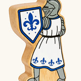 Lanka Kade blue foot knight with sword wooden toy figure.