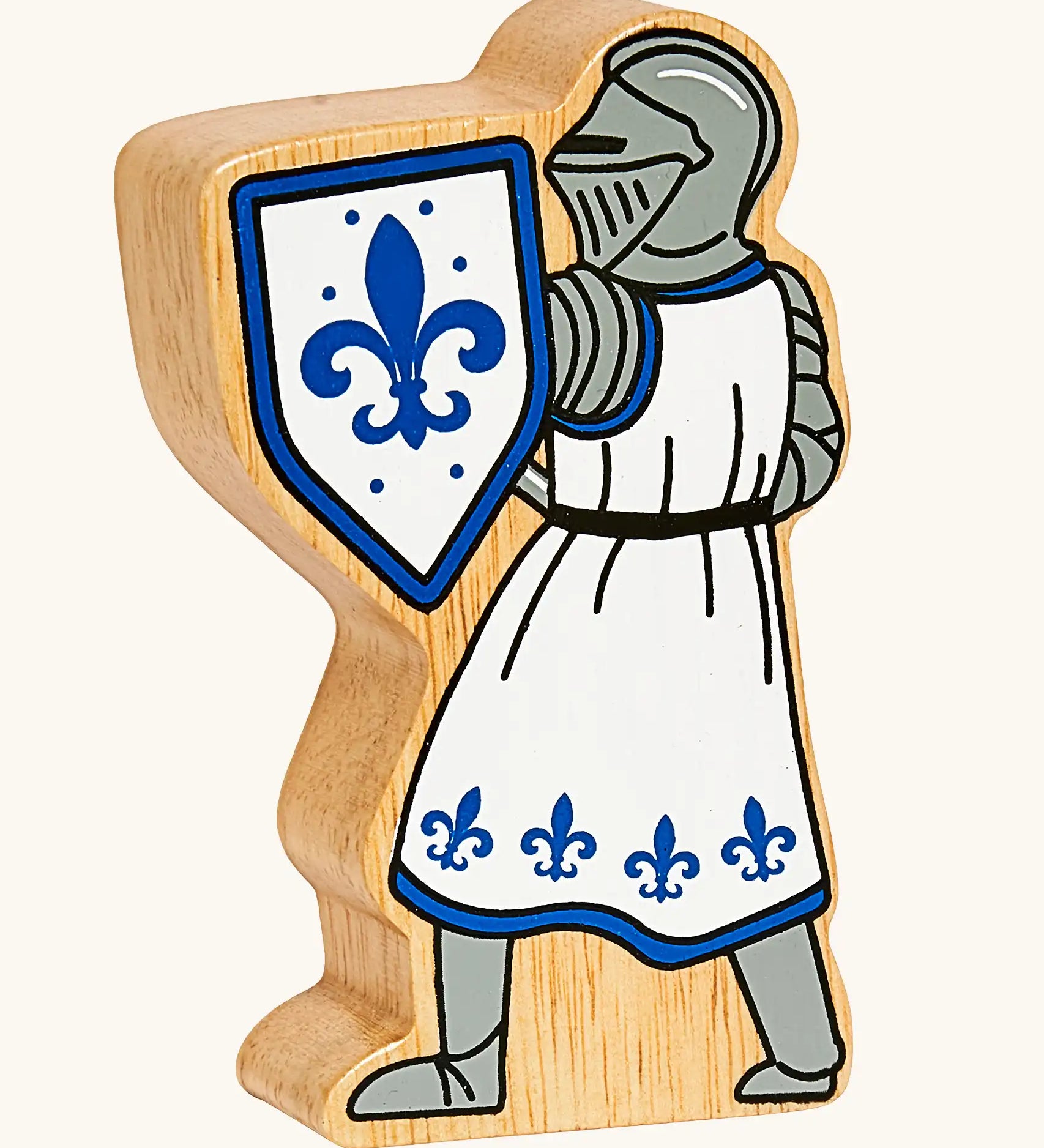 Lanka Kade blue foot knight with sword wooden toy figure.