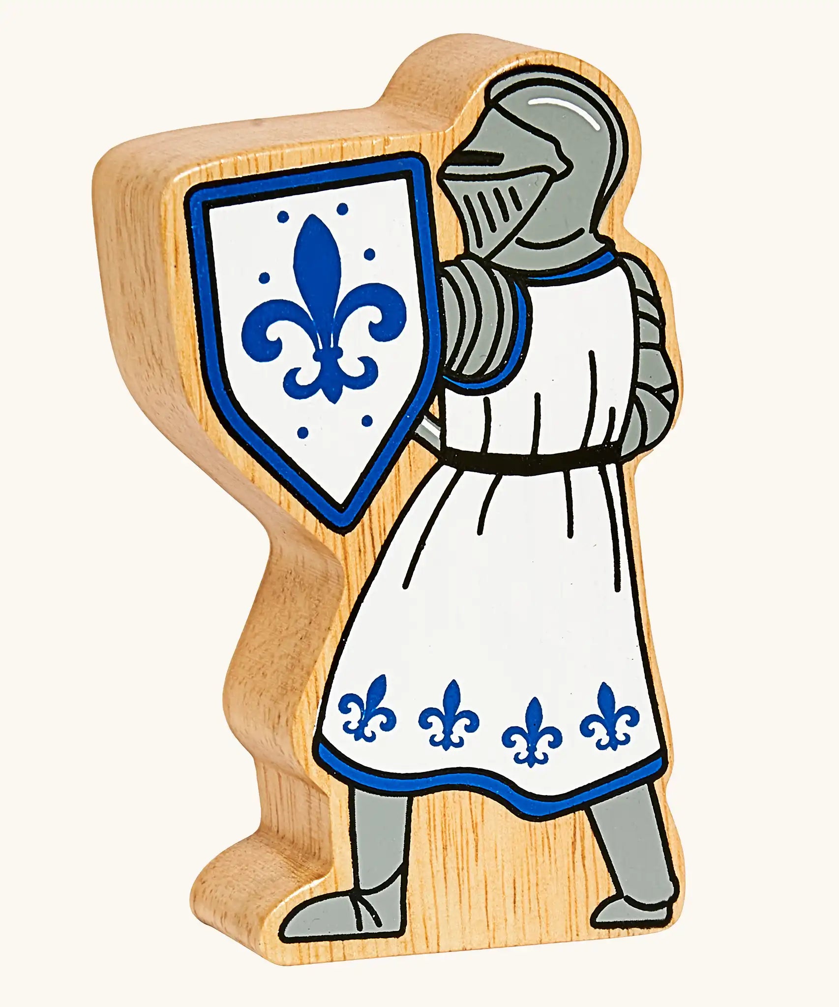 Lanka Kade blue foot knight with sword wooden toy figure.