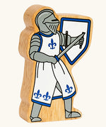 Lanka Kade blue foot knight with sword wooden toy figure.
