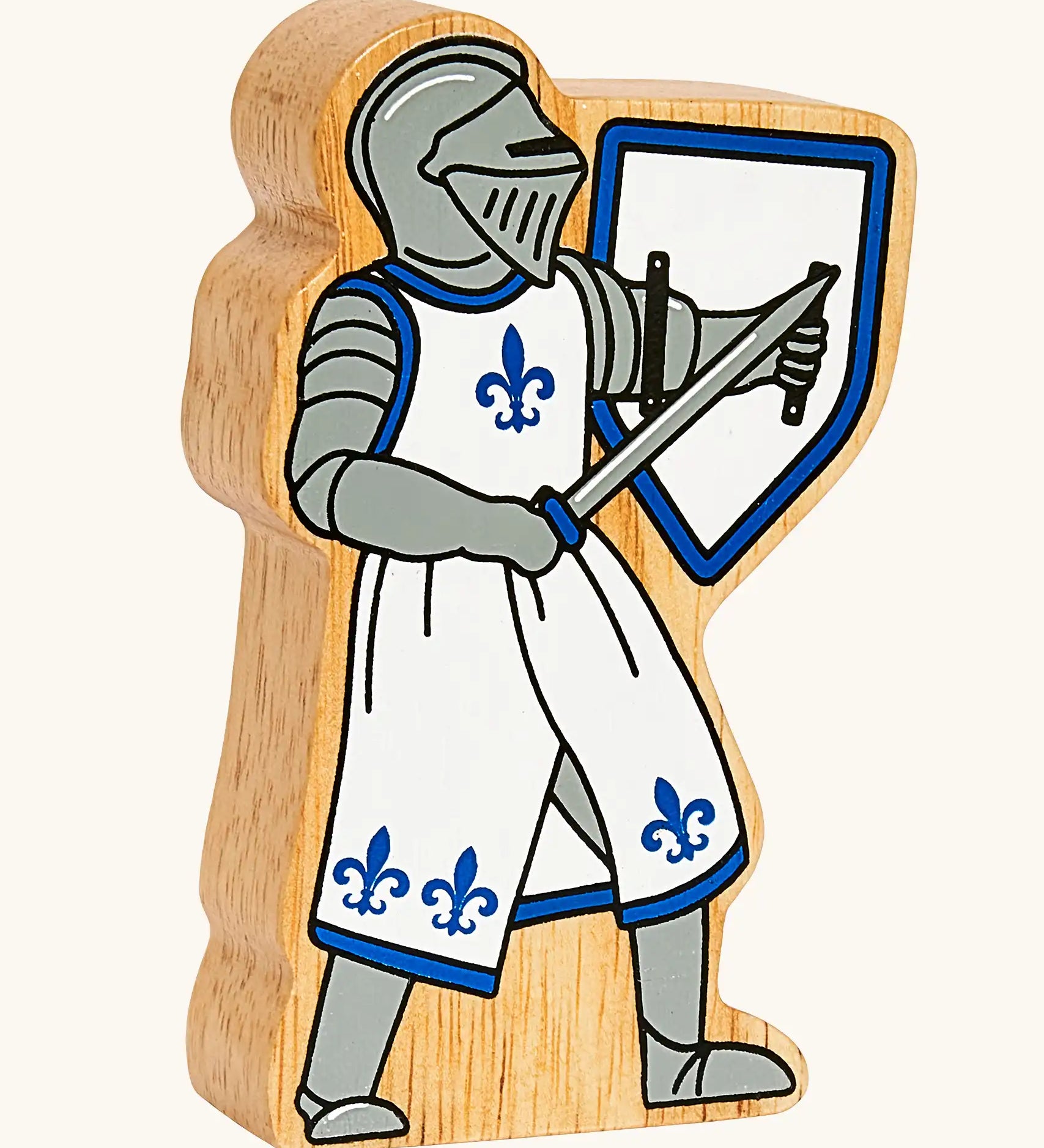 Lanka Kade blue foot knight with sword wooden toy figure.
