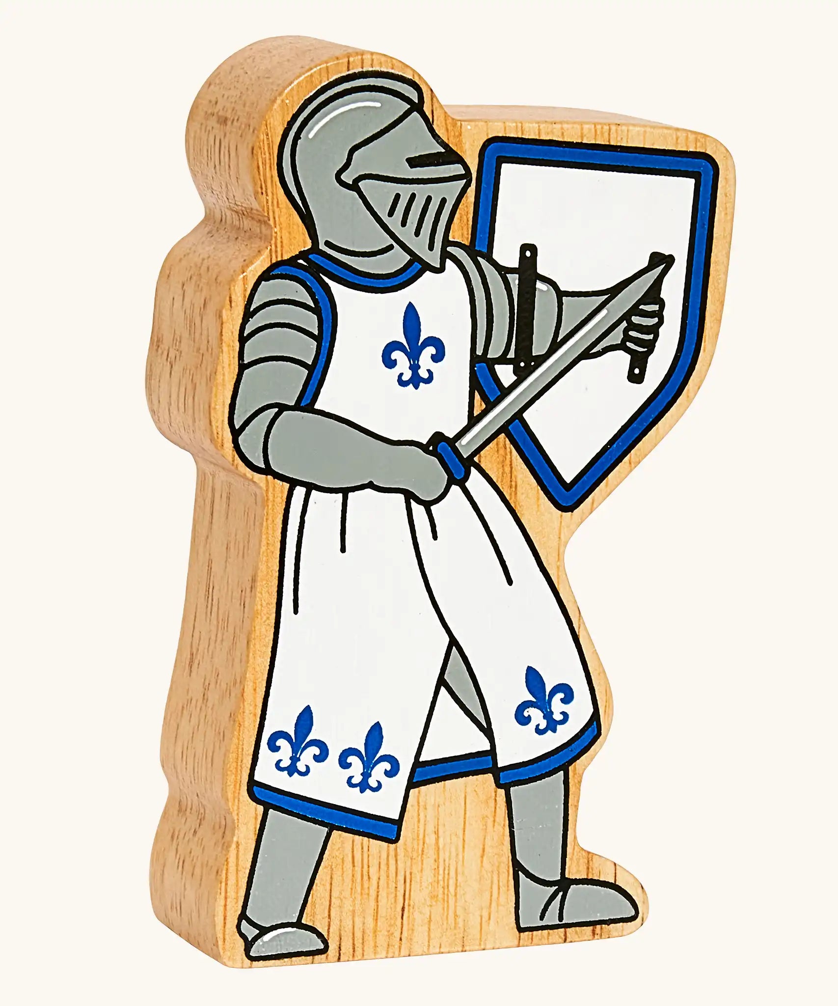 Lanka Kade blue foot knight with sword wooden toy figure.
