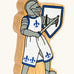 Lanka Kade blue foot knight with sword wooden toy figure.