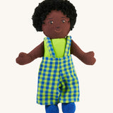 A Lanka Kade Boy Doll with Black Skin and Black Hair. The colour of the dolls outfit will vary.
