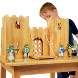 Child playing with the Lanka Kade Castle Play set & 12 Knights.
