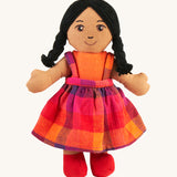 A Lanka Kade Girl Doll with Brown Skin and Black Hair. The doll's dress colour will vary.
