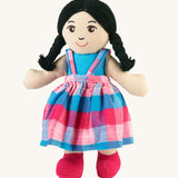 A Lanka Kade Girl Doll with White Skin and Black Hair. The doll's dress will vary in colour.