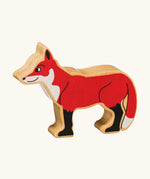 Lanka Kade red fox wooden toy figure. Painted surface and natural wooden sides. 