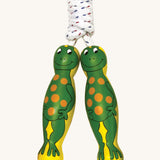 Frog design Lanka Kade wooden handled children's skipping rope. We are proud stockist of Lanka Kade's range or fair trade wooden toys here at Babipur. 