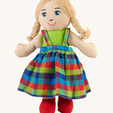A Lanka Kade Girl Doll with White Skin and Blonde Hair. The dolls dresses will vary in colour.