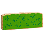 Lanka Kade green wooden hedge toy on a plain background. The hedge is green with darker green leaf details. 