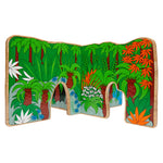 Lanka Kade Jurassic Toy World showing the jungle Quarter on a plain background.