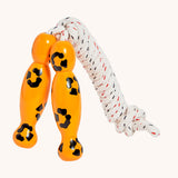 Leopard design Lanka Kade wooden handled children's skipping rope. We are proud stockist of Lanka Kade's range or fair trade wooden toys here at Babipur. 
