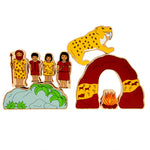 Lanka Kade Prehistoric wooden toy  figure Playset pictured on a plain background.