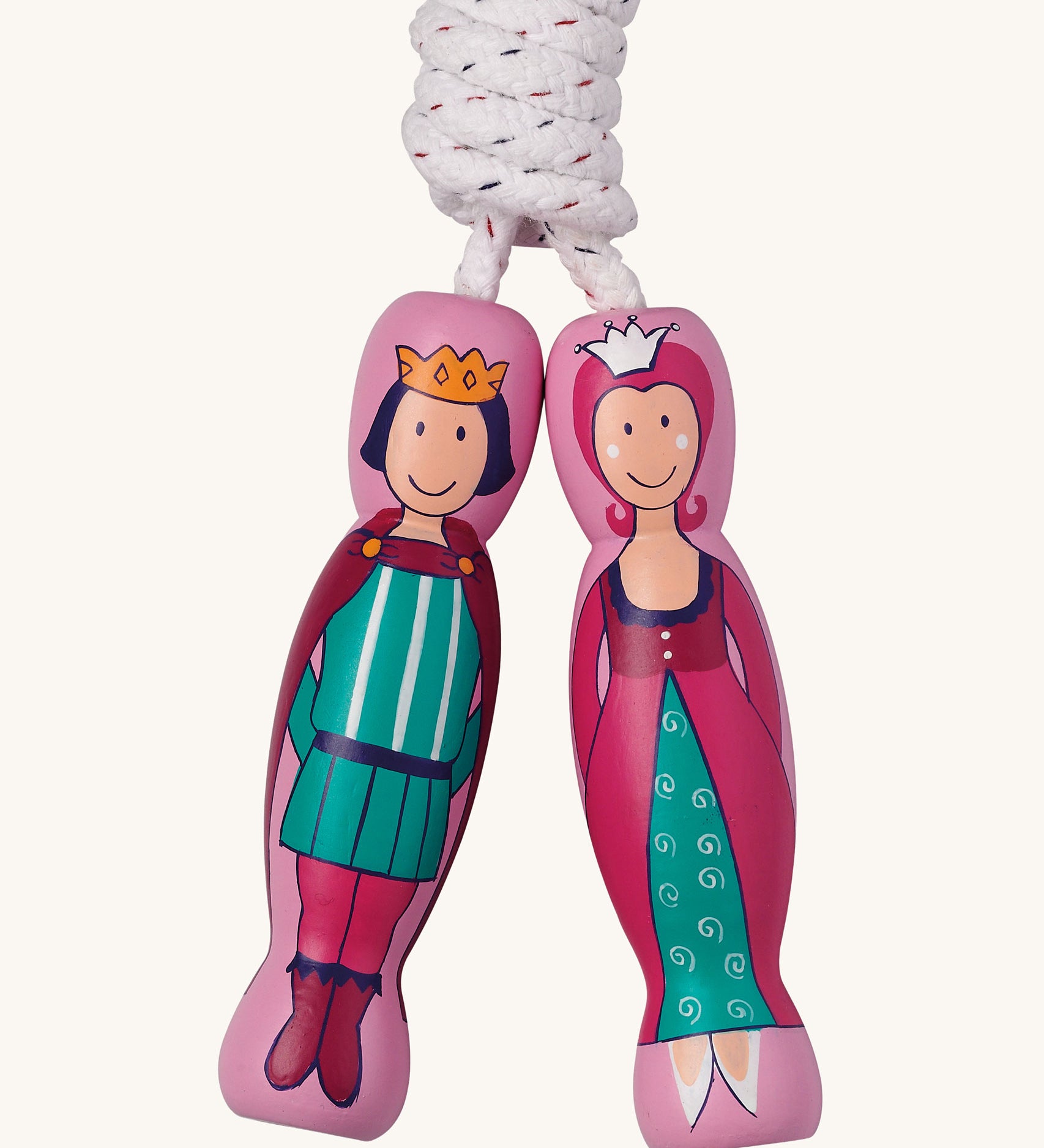 Prince and Princess design Lanka Kade wooden handled children's skipping rope. We are proud stockist of Lanka Kade's range or fair trade wooden toys here at Babipur. 