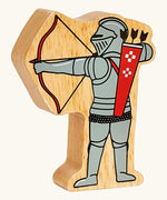 Back of the Lanka Kade red armoured archer wooden toy figure.