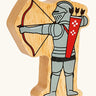 Back of the Lanka Kade red armoured archer wooden toy figure.