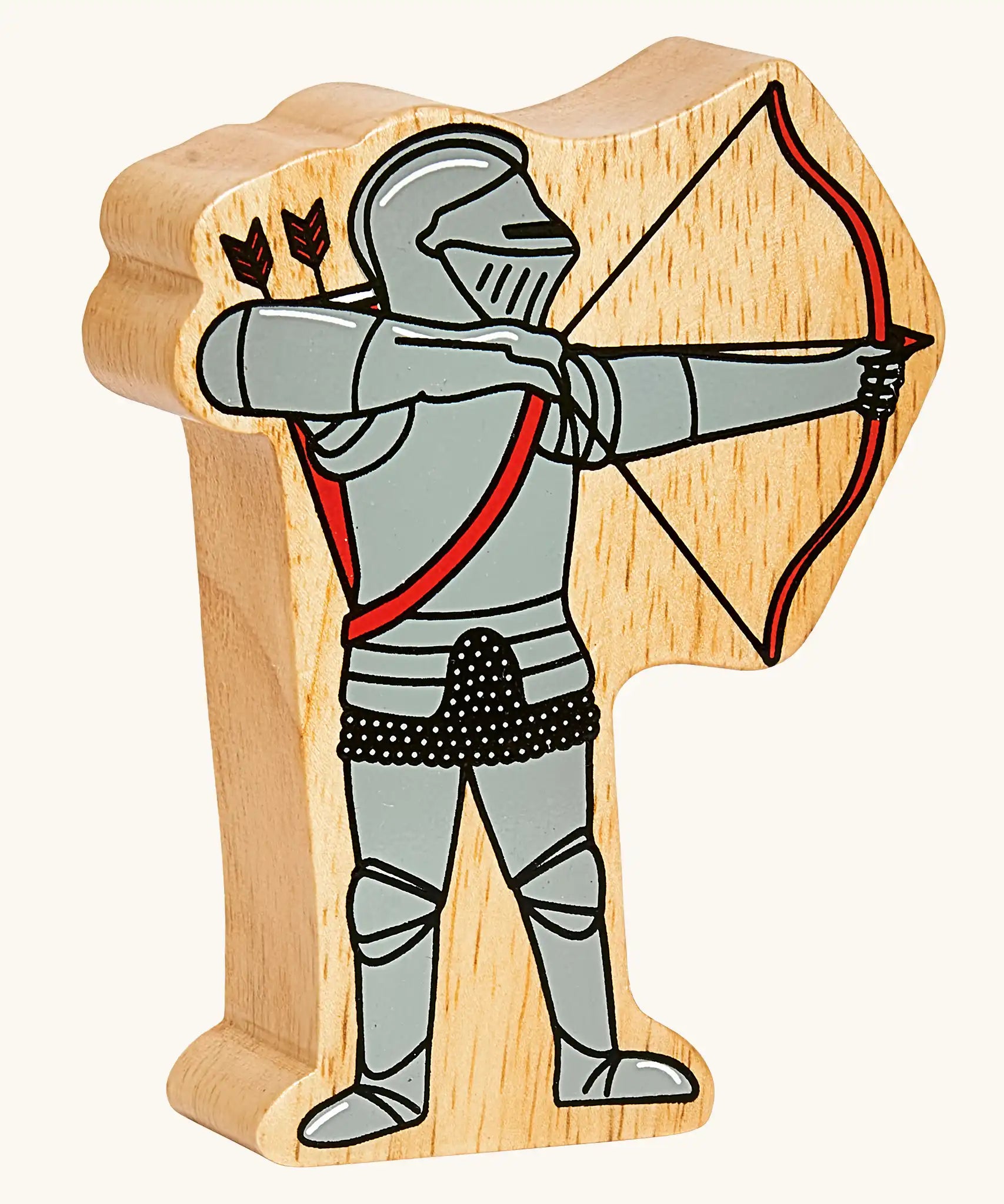 Lanka Kade red armoured archer wooden toy figure.