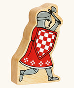 Lanka Kade red foot knight with battle axe wooden toy figure.