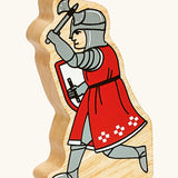 Lanka Kade red foot knight with battle axe wooden toy figure.